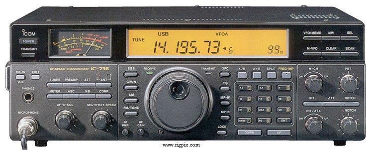 Icom IC-736 Built-in AC Power supply no external supply needed HF AND 6 Meter coverage All solid state 100W Modes: CW, AM, USB/LSB (and