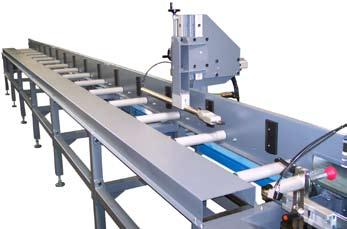 8 Machining line Loading table with a 1 axis CNC pusher The loading table for the automatic movement of the profiles is complete with a structure of electrically welded steel elements that are bolted