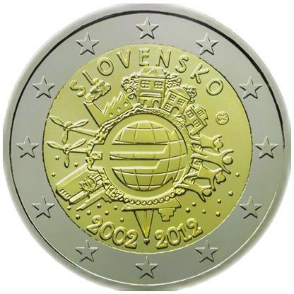 followed by an engraved dot SLOVAKIA Legends: SLOVSKO/2002-2012 Mintmark: The mintmark appears at