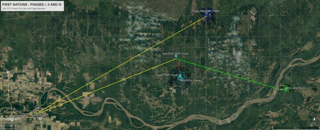 Case Study Phases I, II and III Example of multiphase project providing cell coverage at remote reservation locations Fort Vermilion is closest location with Telus and Rogers cell towers No direct