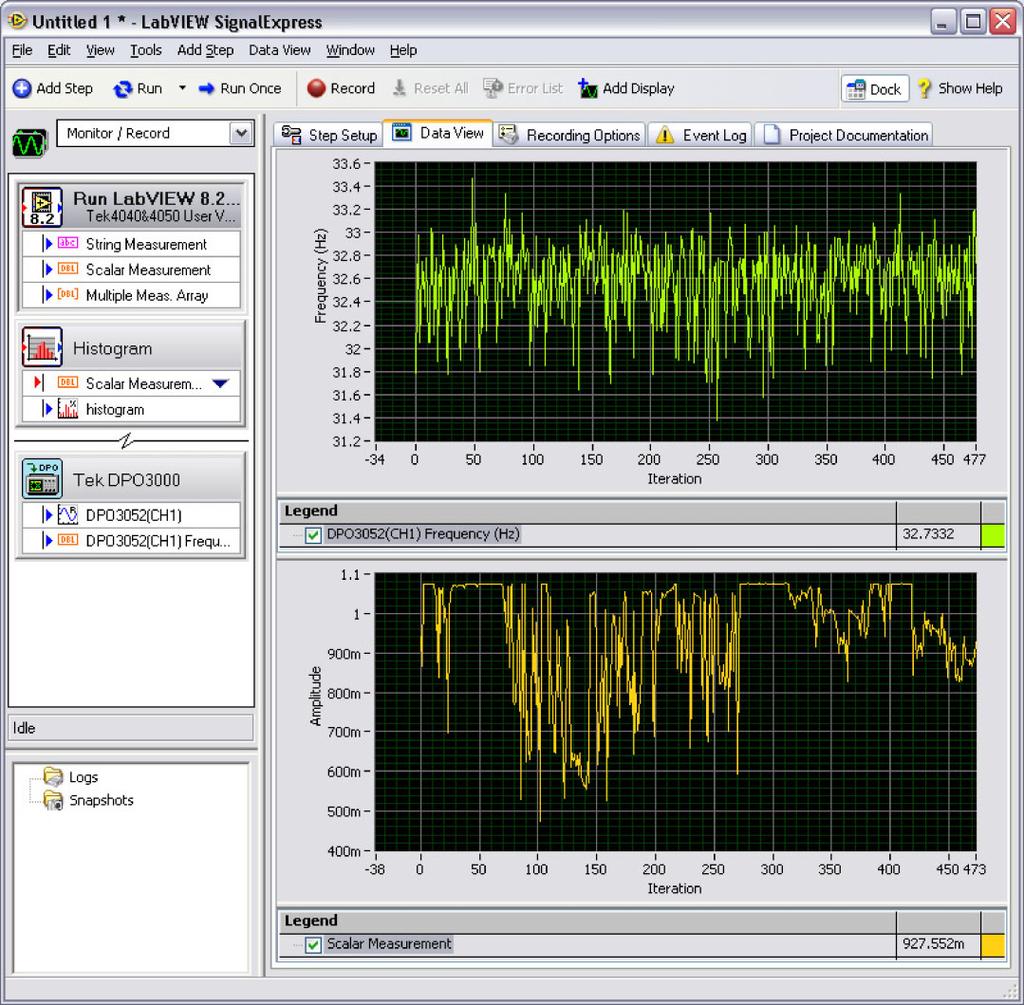 Digital Multimeters Tektronix DMM4050 and DMM4040 Signal Express acquiring data from Tektronix DMM4050 and DPO3052.