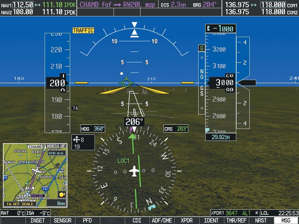 ADDITIONAL FEATURES RUNWAYS WARNING: Do not use SVS runway depiction as the sole means for determining the proximity of the aircraft to the runway or for maintaining the proper approach path angle