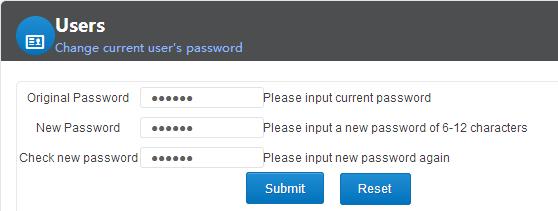 Admin. Users Changing current user s password.