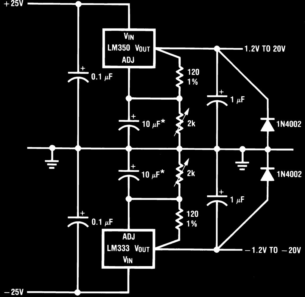 Typical Applications (Continued) Adjustable Lab Voltage Regulator Adjustable Current Regulator DS009065-13 *0.5Ω R1 24Ω DS009065-12 *The 10 µf capacitors are optional to improve ripple rejection.