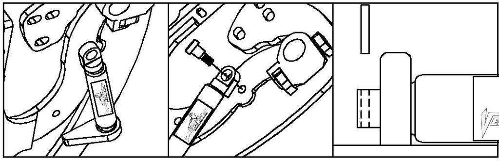 6) Once hinge is locked in place, break nut #1 then turn Allen set screw #2 on fig until it hits the block then open the door and continue to adjust until the door matches with the striker, open and