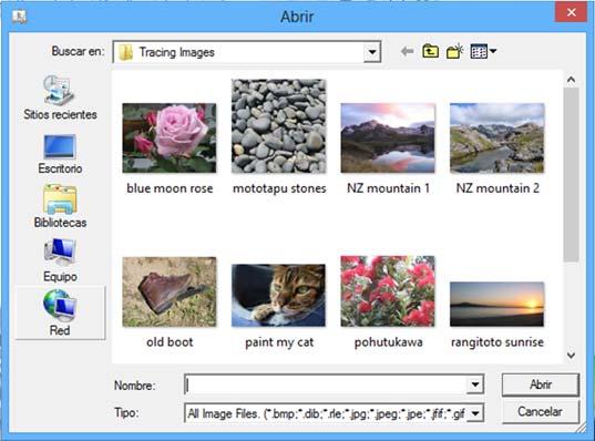 Insert an image for tracing. Press Tracing.. In the Open dialog browse and choose the image file to be imported.. Press Open.