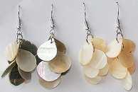 Paua Shell earrings on wires (not Silver). Assorted Round, Oval and Triangles shapes 9.