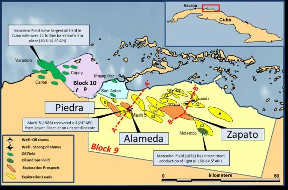 Overview of Block 9 PSC, Onshore Cuba Block 9 PSC (Block 9) covers 2,380km 2 onshore of the north coast of Cuba.
