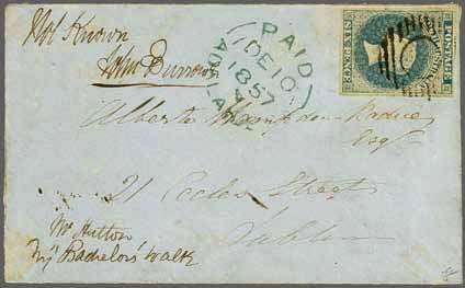 9 5 120 (160) round, used on 1857 envelope (with 'Government of South