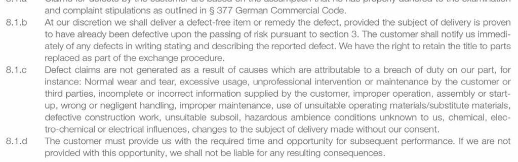9.1 General terms and conditions Our conditions of delivery and installation
