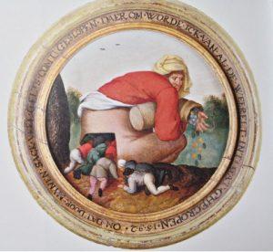 [1] This saying recalls modern day descriptions of flatterers as brownnosers or ass-kissers, terms that no doubt descend from the vivid pictorial tradition of illustrations such as this.