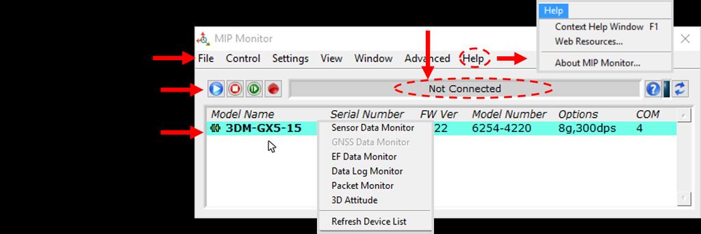 3.3.1 Interactive Help Menu Figure 6 - Main Window Display MIP Monitor also includes a mouse-over feature that provides explanations of