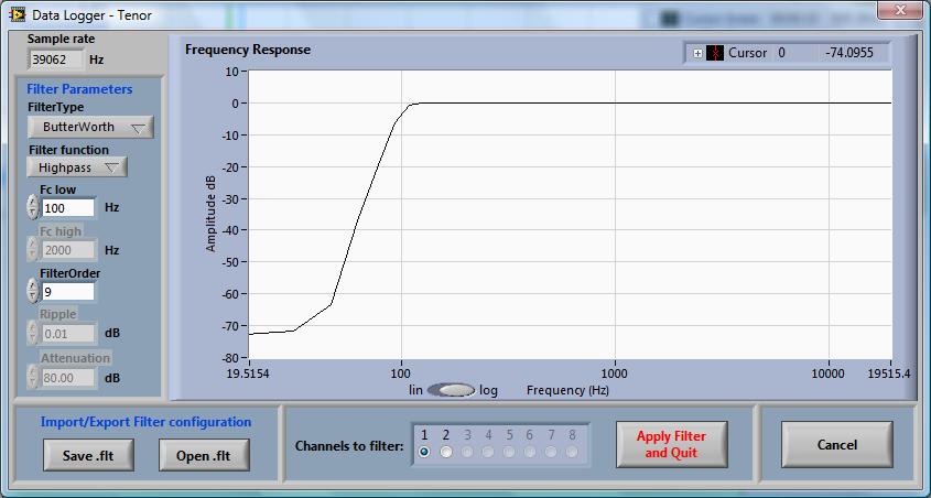 5.3.1 Filter The Filter function is very useful for removing some frequency components on a group of selected channels.