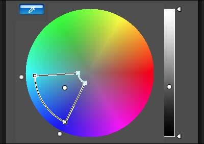 displayed as an adjustment point [ the color wheel.