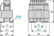 Product data sheet Dimensions Drawings VW3A4553 Three-Phase Line Choke Dimensions Dimensions in mm a b c c1 G G1 H Ø (oblong hole)
