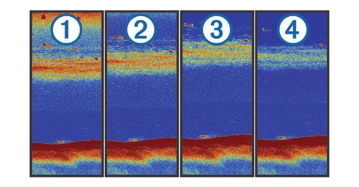 Other sonar echoes with weaker values are divided equally by the remaining colors.