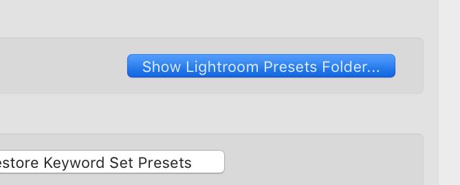 Within the dialog box, go to Presets Figure 53. Lightroom>Preferences... Figure 55.