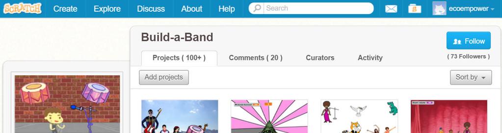 You can add your completed Scratch project to the Build-A-Band studio: http://scratch.