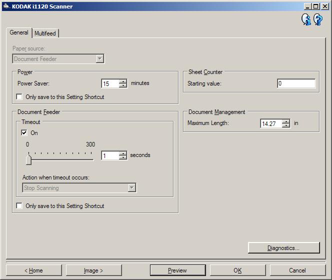 Changing Device settings 1. Select a Setting Shortcut from the main Kodak Scanner window that closely describes your desired output. 2. Select Settings to display the Image Settings window. 3.