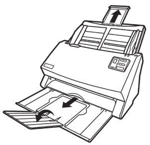 Ambir ImageScan Pro 930u LOADING DOCUMENTS 1. Load the documents, and face down, toward the center of the ADF paper chute and all the way into the ADF until touching the bottom.