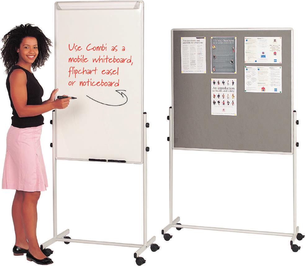 pinboard and whiteboard applications in one product. Height adjustable.