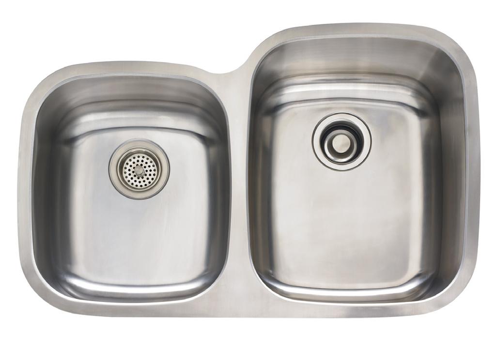 TWO-BOWL LEFT-HAND UNDERMOUNT SINK MIRUC3221L (brushed finish) TWO-BOWL
