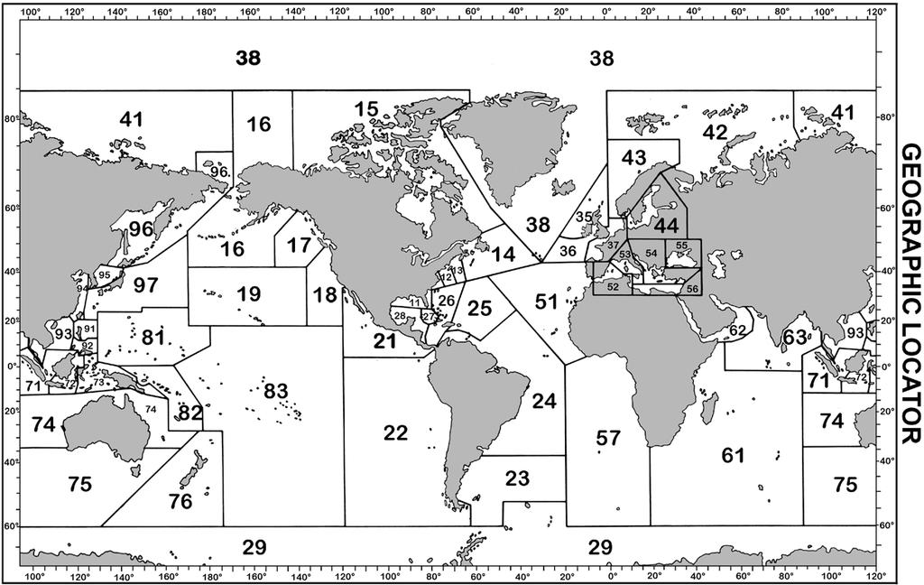 For chart numbering purposes, the world is divided into nine regions, each corresponding to the geographic limits of one of the nine regions in the NGA/DLIS Catalog of Maps s and Related Products.