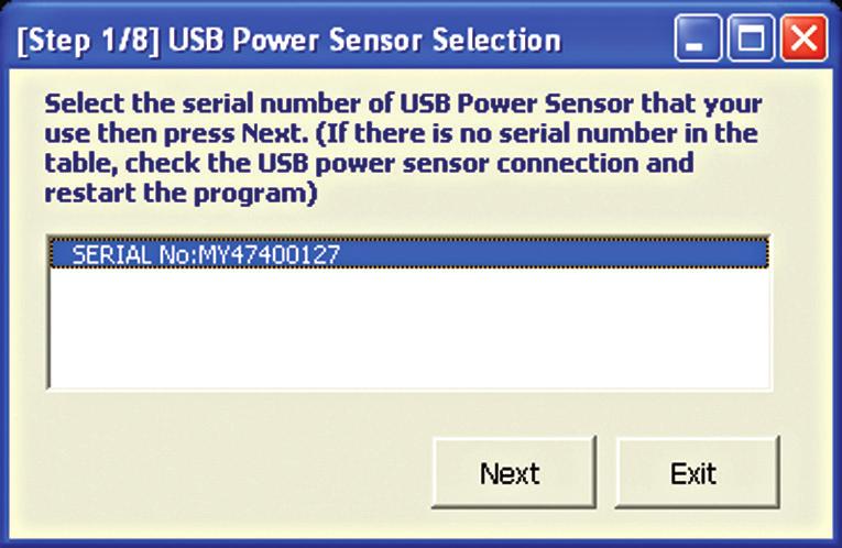 Top page Step 1. USB Power Sensor Selection Select the USB power sensor that is connected to the ENA.