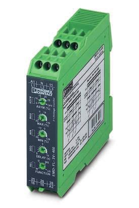 3-Phase Voltage Monitoring Relay INTERFACE Data Sheet PHOENIX CONTACT - 03/2006 Description Voltage monitoring in 3-phase networks with settable threshold values, settable response delay, monitoring