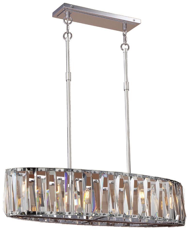 CORONETTE Canopy Detail N7506-77 Six Light Island Chrome with Crystal 36"L 11½W 7½"H
