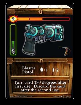 The player can choose to break open a crate by dealing damage by using a weapon, rolling dice, discarding dice, or a combination of the three.