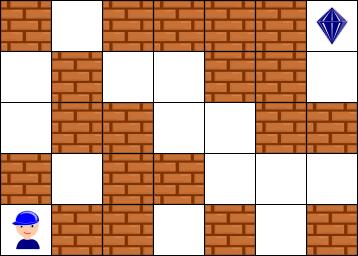 B3 Erase Walls The maze shown below consists of empty squares and brick walls. We can move from one empty square to the neighbouring empty square horizontally or vertically, but not diagonally.