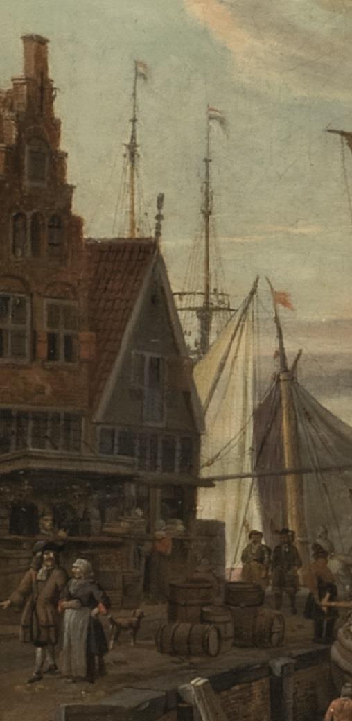 If we look at the work s detail, the viewer can appreciate the composition carried out with an angular effect, letting the viewer have a wide view with several ships painted towards the center right