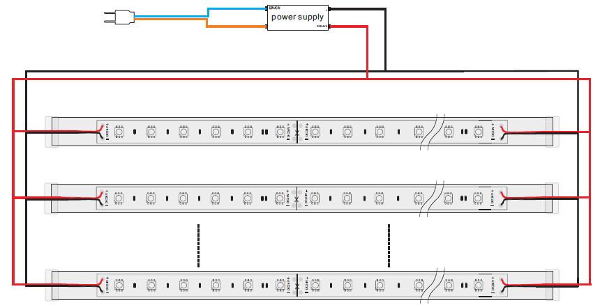 Connection Diagram for Single Color Strip LEDs: Connection