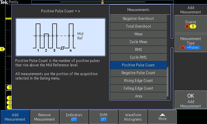 The oscilloscope offers a comprehensive set of integrated analysis tools including waveform- and screen-based cursors, automated measurements, advanced waveform math including arbitrary equation