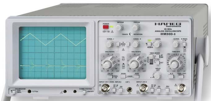 The oscilloscopes used in lab are: HAMEH HM303, HM304, HM507, HM1507 or Metrix OX6152. All the oscilloscopes are the same functions.