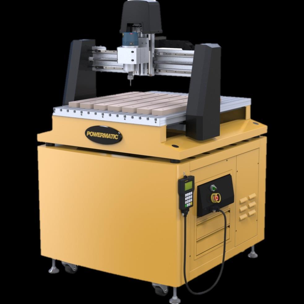PM-2X2RK CNC KIT WITH ROUTER MOUNT Heavy-duty welded steel frame provides rigidity and maintains accuracy Enclosed cabinet is heavy welded steel and includes a handy tool box and casters for mobility