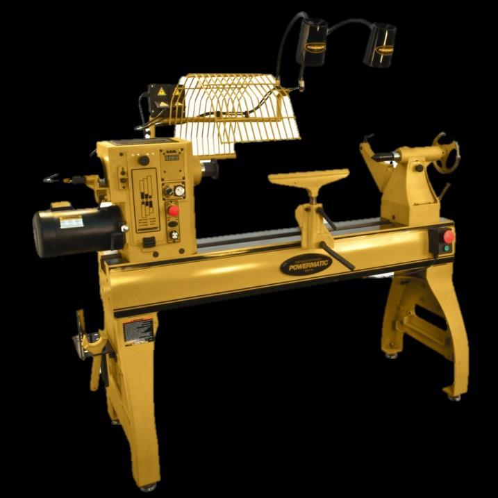 4224B WOOD LATHE Sliding headstock with electronic variable speed and digital RPM readout for accurate speed adjustments Spindle lock and built in spindle indexing on the headstock for drilling hole