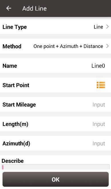 Figure 2.49 Add Line method 2 Two methods are used to add a line: Two Points and One point + Azimuth +Distance.
