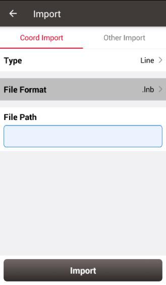 Figure 2.59 File Format options There are two options for file format of imported points:.csv and.dat files. Figure 2.60 Import Line interface For line import, select [Line] for Type in Figure 2.