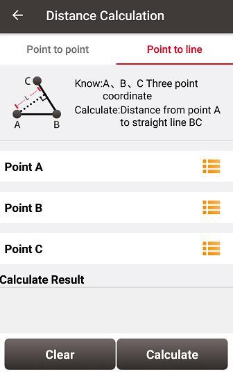 [Calculate]: calculate the distance between the two points. [Clear]: clear the result. 5.2.