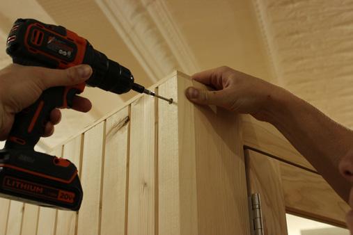 Wall section H attaches to wall section A by means of a tongue and groove fit so there is no need for screws.