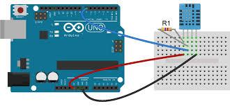To connect the Adafruit DHT11 to your Arduino stack: 1. Connect the Ground wire to Arduino GND 2. Connect the VCC wire to Arduino 5V 3.