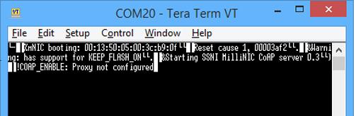 With the Smart Cable connected to the diagnostic port and a Terminal Emulator such as Tera Term configure with Baud Rate 115,200 and connected to the COM port associated with the Smart Cable and then