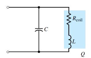 The circuit of Figure is not exactly a parallel resonant circuit(lrc), since the resistance of the coil is in series with the
