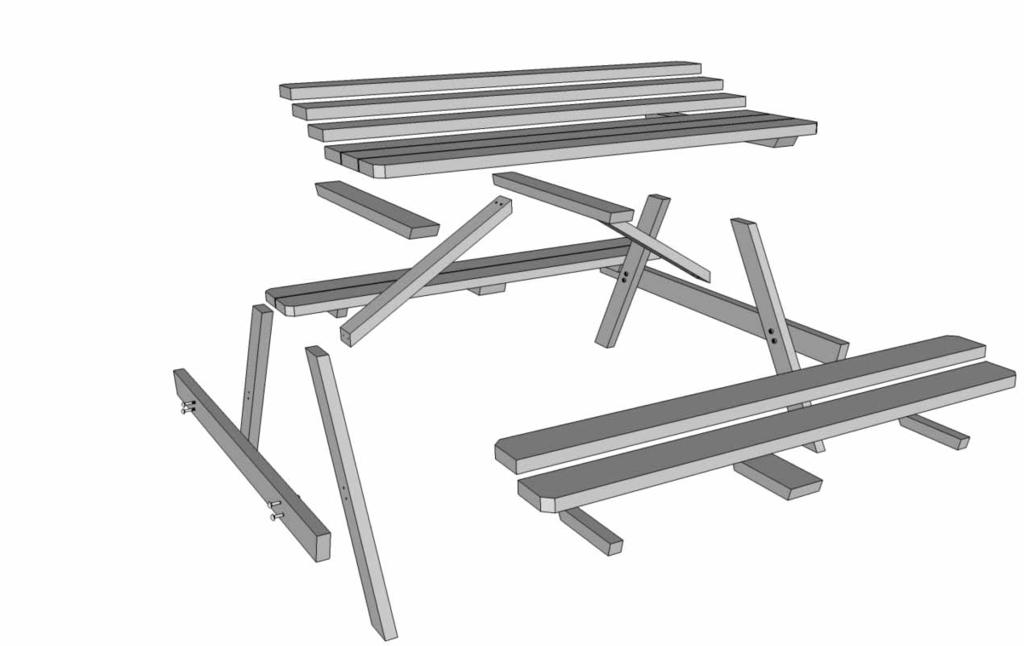 Exploded View and Parts List for Cedar Picnic Table AA E H F Carriage Bolts G B A C Important: When unpacking your Picnic Table from the shipping box, be sure to inventory all parts.