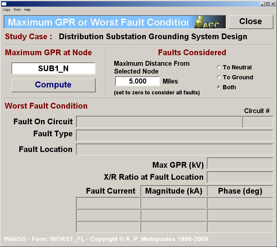substation grounding system is connected, i.e. SUB1_N, and click on the Compute button. Figure 5.