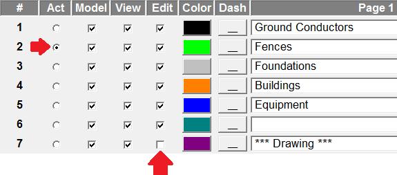 Next open the layers window and uncheck the Edit check box corresponding to the 7 th layer (drawing layer).