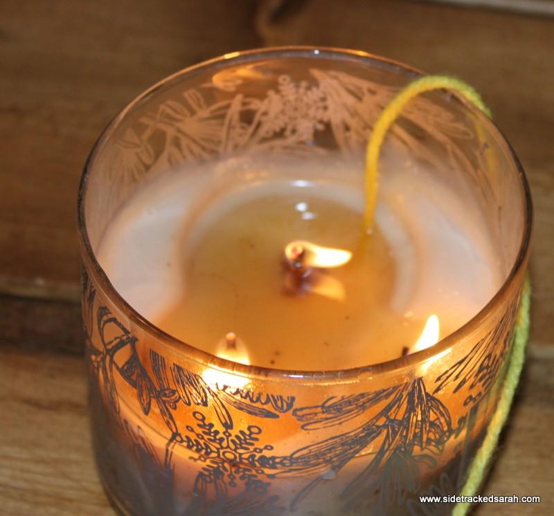 Directions: Figure out how long you would like your garland and cut your string that length. Dip the end of your yarn in wax from a lit candle (you may want to do that while no one is watching!
