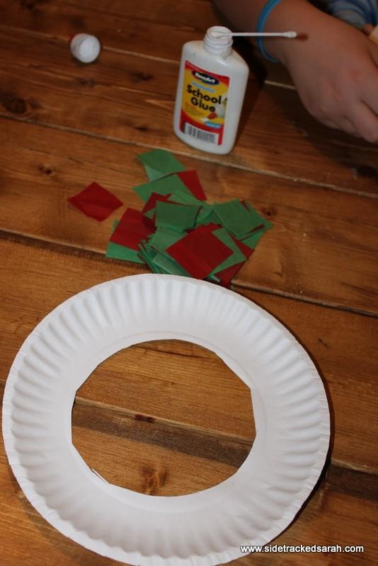 Day 13 Paper Plate Wreath Supplies: Tissue Paper in